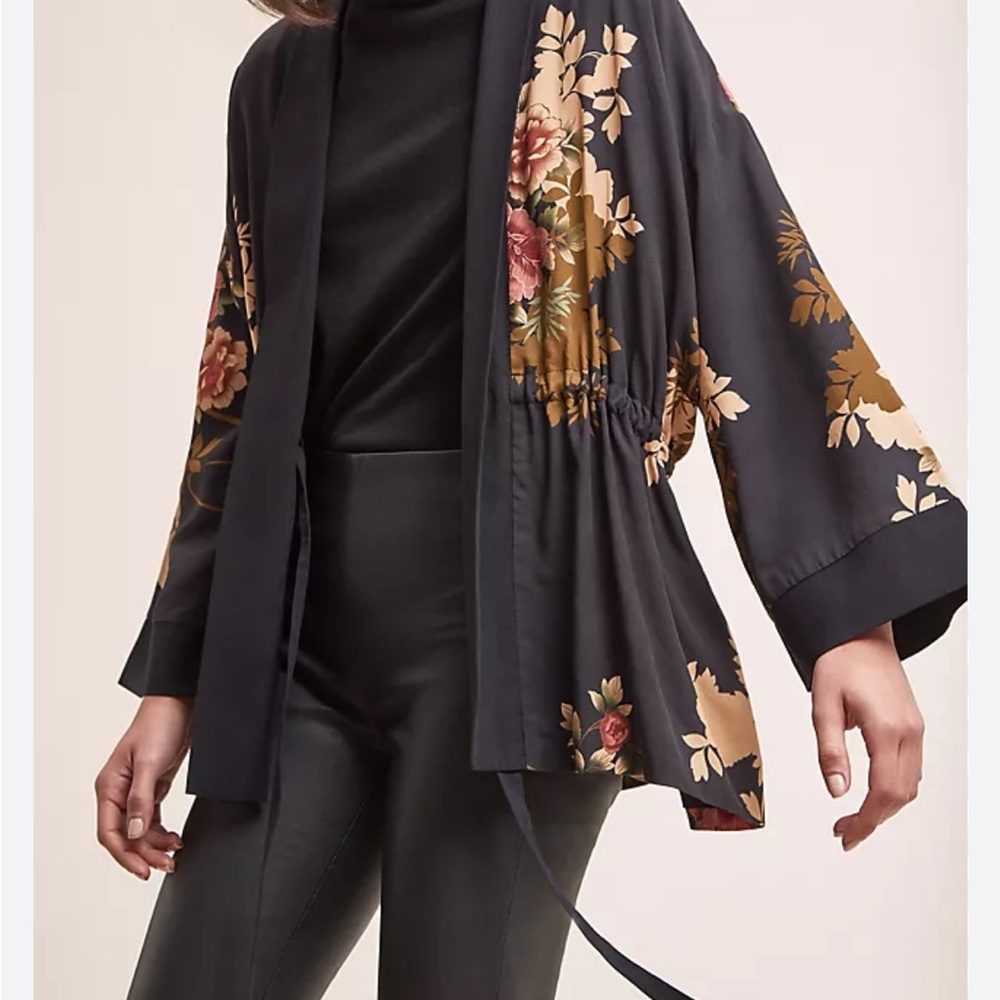 Anthropologie black floral top
